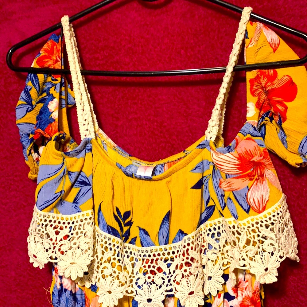 Floral mustard yellow dress